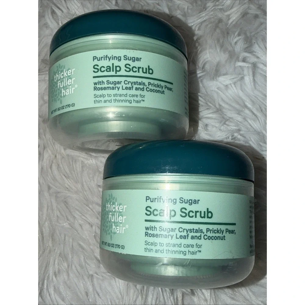Thicker Fuller Hair Purifying Sugar Scalp Scrub 6oz Lot of 2 Vegan Rosemary